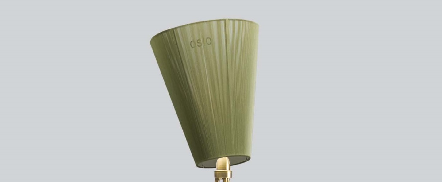 Lampadaire oslo wood pied or abat jour vert olive h165cm northern normal