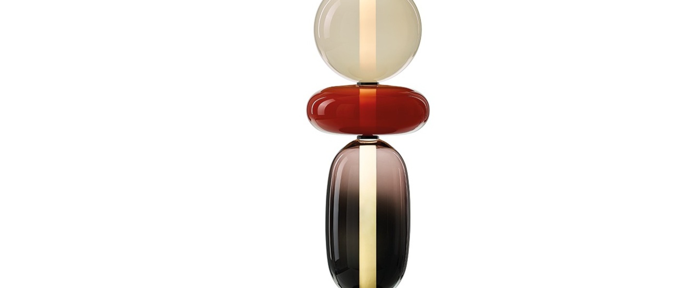 Lampadaire pebbles 03 transparent noir rouge o40 55cm h132 6cm bomma normal