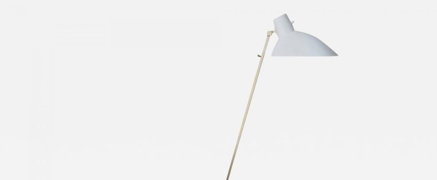 Lampadaire vv cinquanta blanc et laiton o27 4cm h147cm astep normal