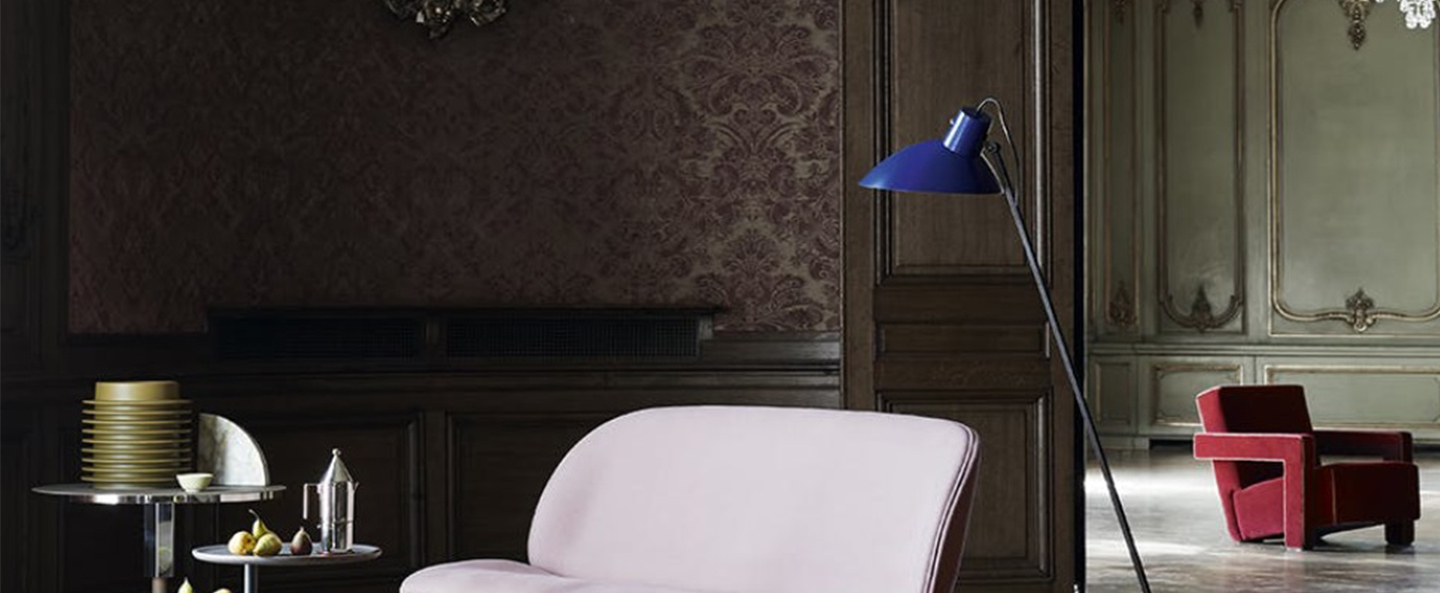 Lampadaire vv cinquanta bleu et noir o27 4cm h147cm astep normal