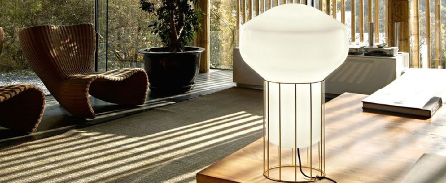 banner-image Lampe a poser aerostat f27 blanc laiton o33cm h53cm fabbian normal