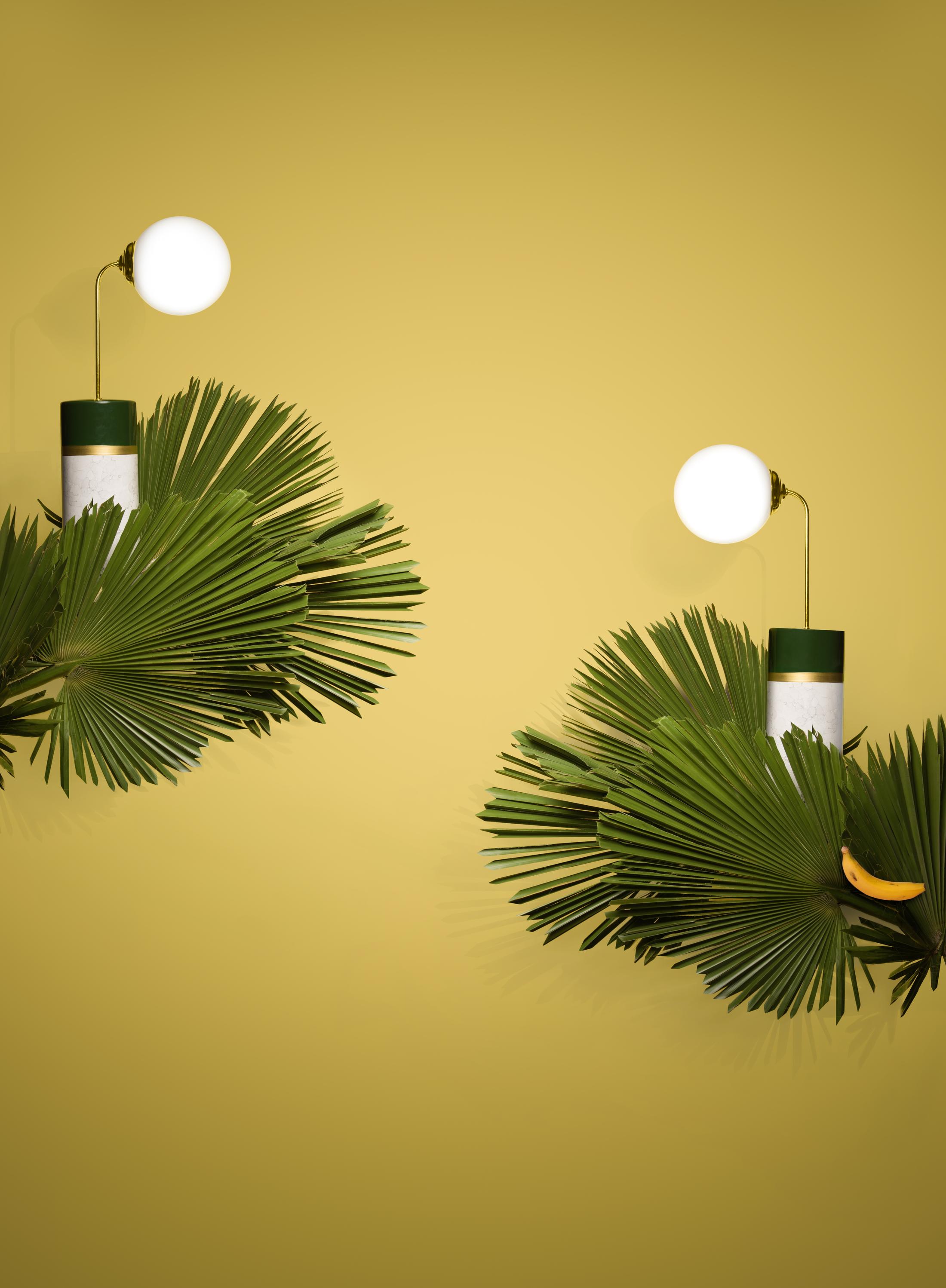 Table Lamp Avalon Round Green White Gold L20cm H85cm