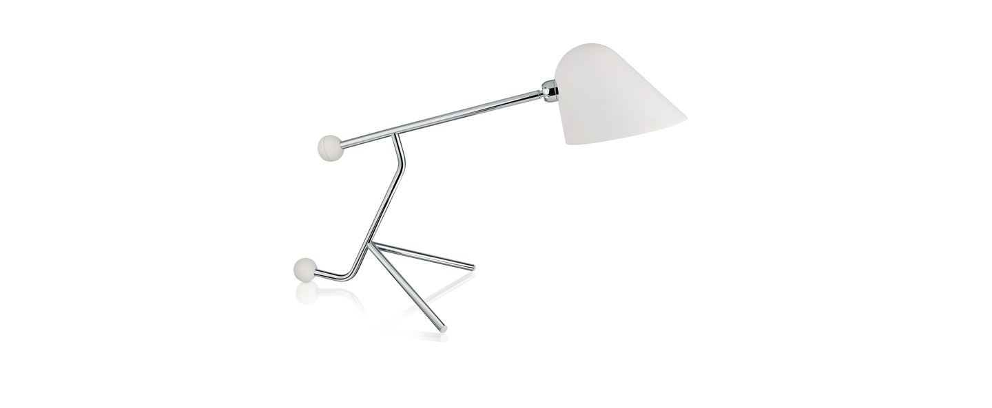 Lampe a poser beghina blanc texture chrome led 3000k 200lm l22cm h41cm tato italia normal