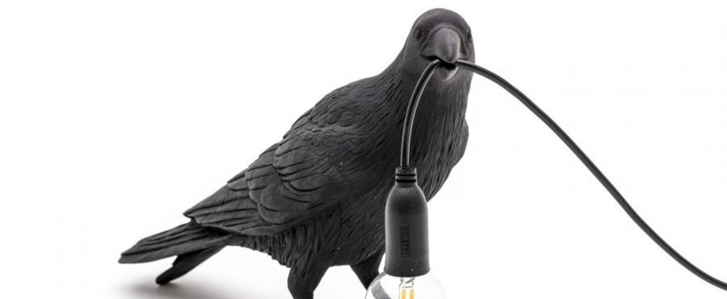 Lampe a poser bird corbeau waiting noir 2200k 120lm l29 5cm h18 5cm seletti normal