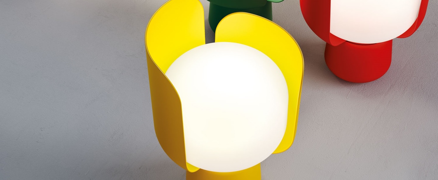 Lampe a poser blom jaune h24cm fontanaarte normal