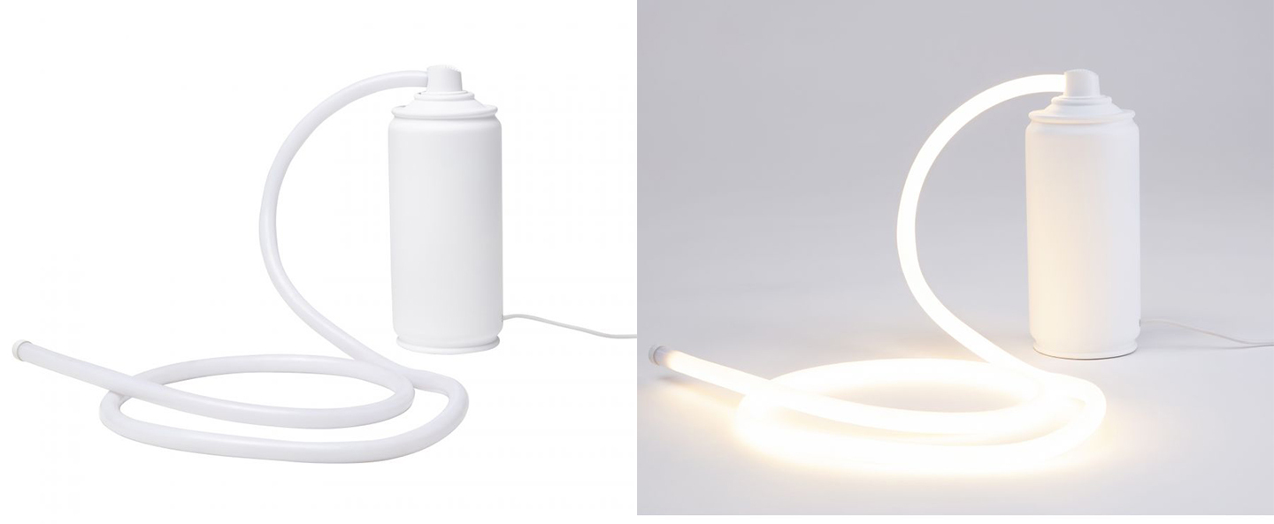 Lampe a poser daily glow spray bombe de peinture blanc led 3000k 1350lm o9cm h21cm seletti normal