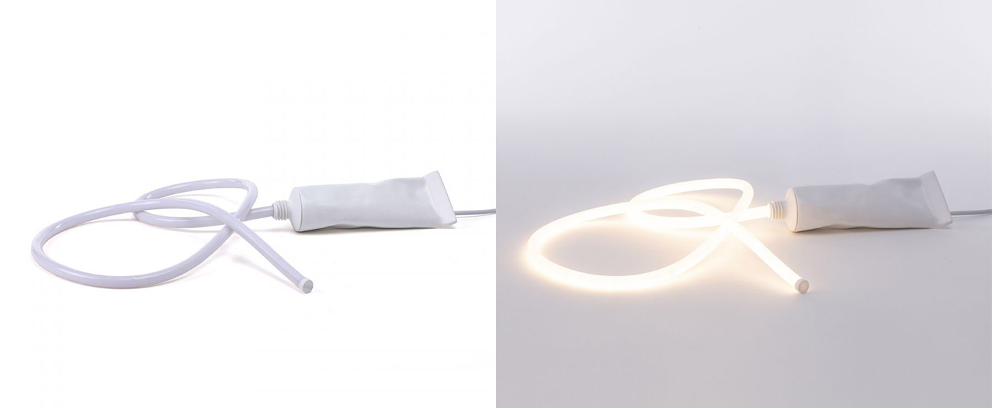 Lampe a poser daily glow toothpaste tube de dentifrice blanc led 3000k 1350lm l23cm h6cm seletti normal