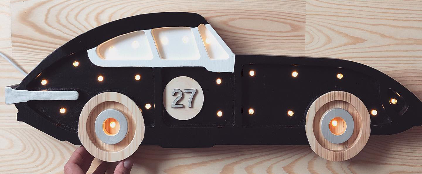 banner-image Lampe a poser enfant race car noir et blanc l58cm h15cm little lights normal