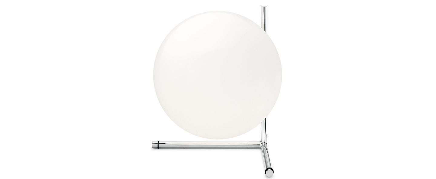 Lampe a poser ic lights table 2 opalin et chrome o30cm h35cm flos normal