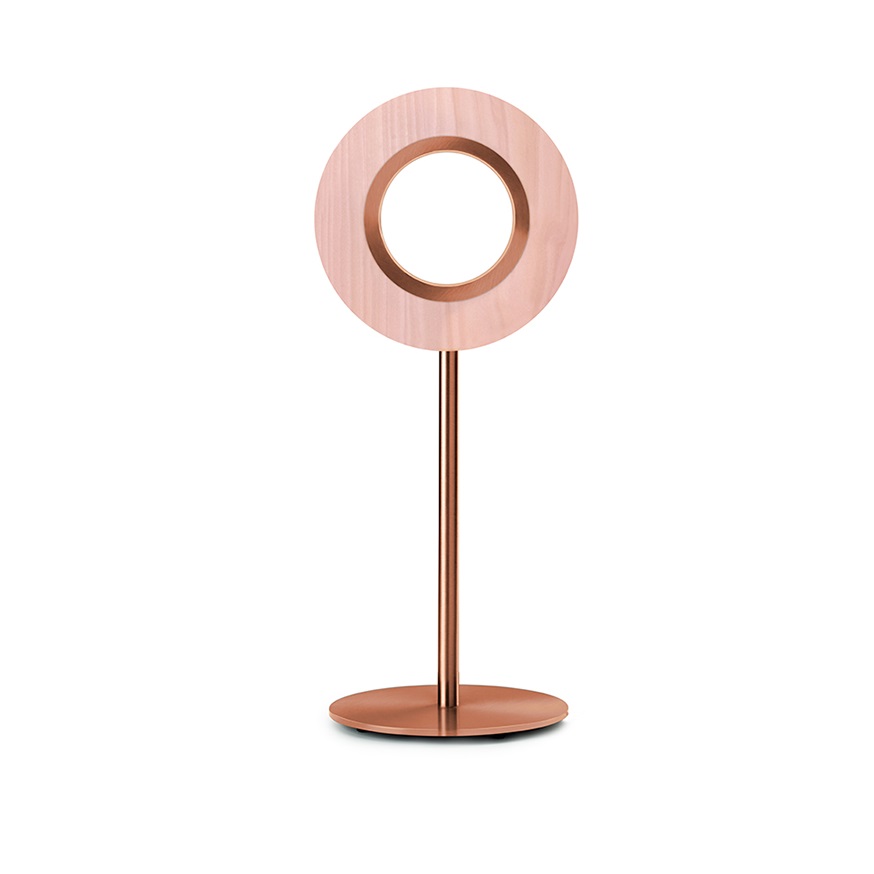 Lampe à poser, Lens Circular, rose, métal finition cuivré ...