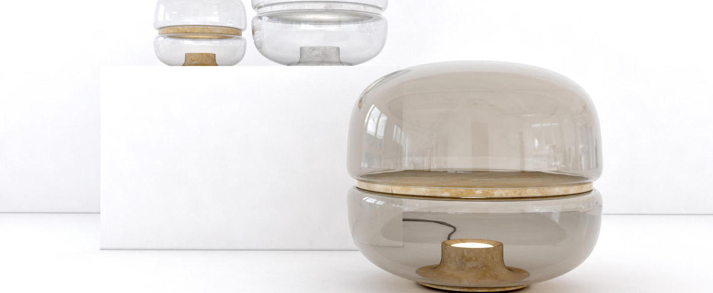 banner-image Lampe a poser macaron l verre fume gris base blanche led o54cm h47 5cm brokis normal