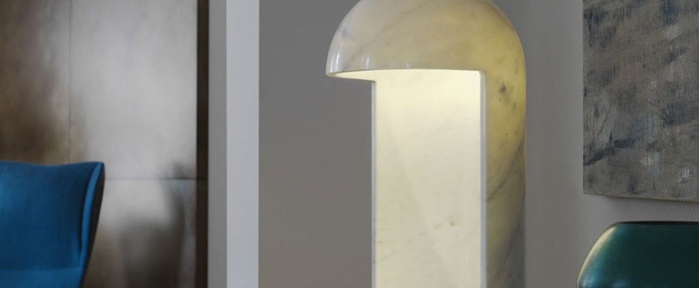 Lampe a poser milano 2015 marbre blanc h55cm fontana arte normal