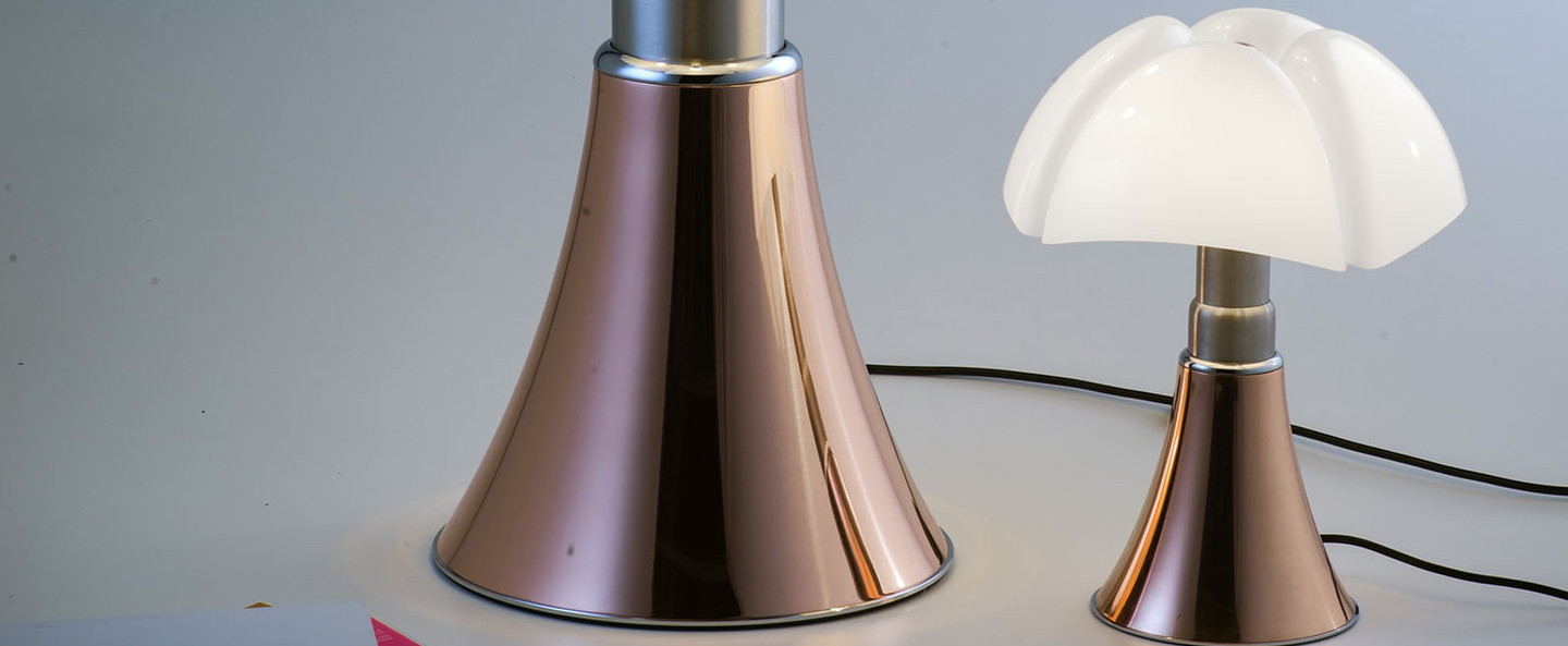 Lampe a poser minipipistrello tactile led cuivre h35cm martinelli luce normal