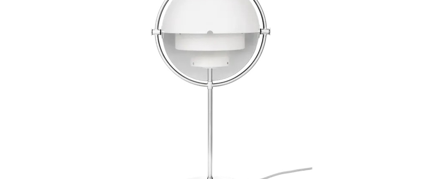 Lampe a poser multi lite blanc et chrome l27cm h50cm gubi normal