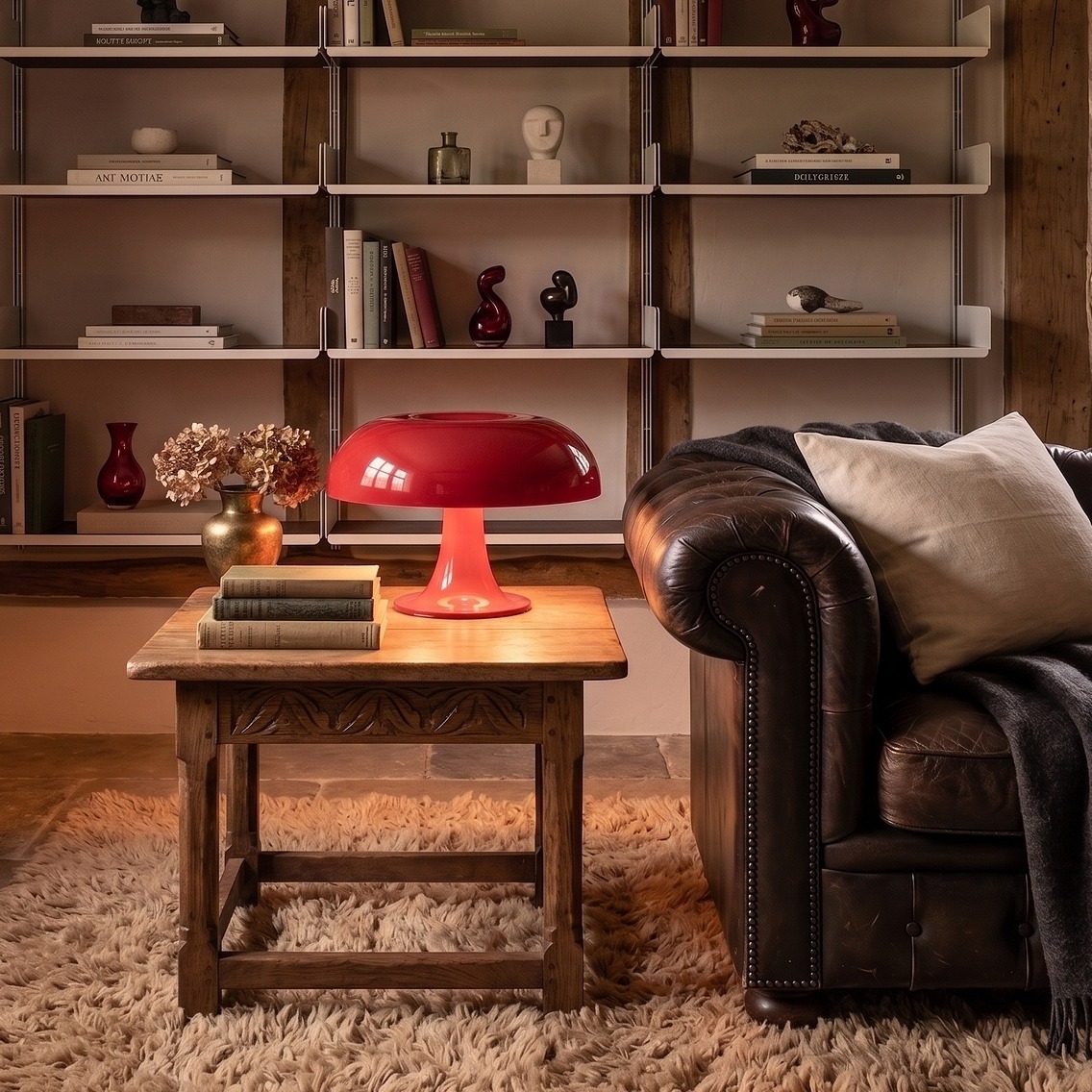 Table lamp, Nesso, Ruby red, Ø54cm, H34cm - Artemide - Nedgis Lighting