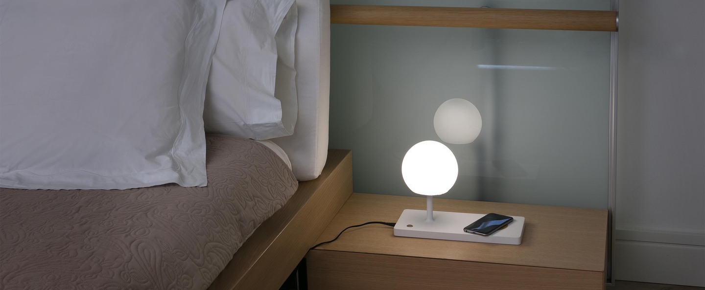 Lampe a poser niko bois blanc led o30cm h22cm faro normal