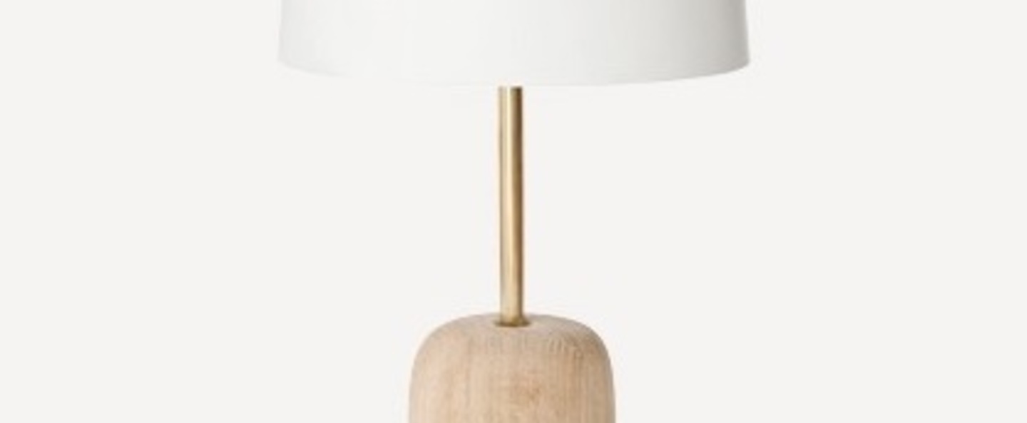 Lampe a poser nina blanc laiton chene o23cm h41cm harto normal