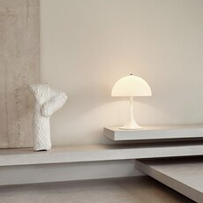 Table lamp, Panthella, white, Ø40cm, H58cm - LOUIS POULSEN - Nedgis Lighting