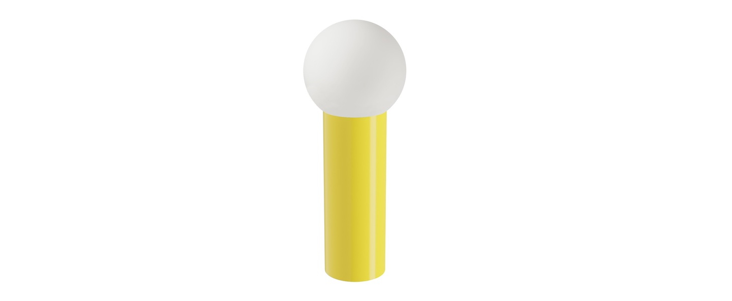 Lampe a poser soeur large ral 1018 jaune zinc o35cm h90cm by laurence du tilly normal