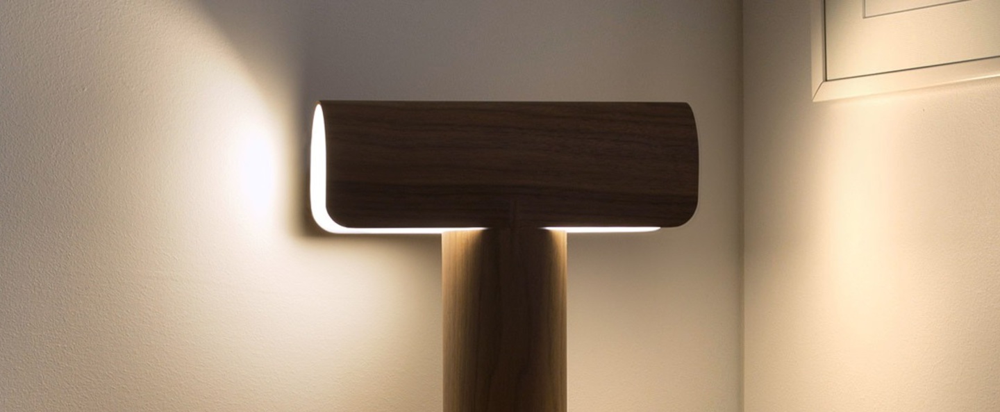 Lampe a poser teelo 8021 bois marron led l33cm h38cm secto design normal