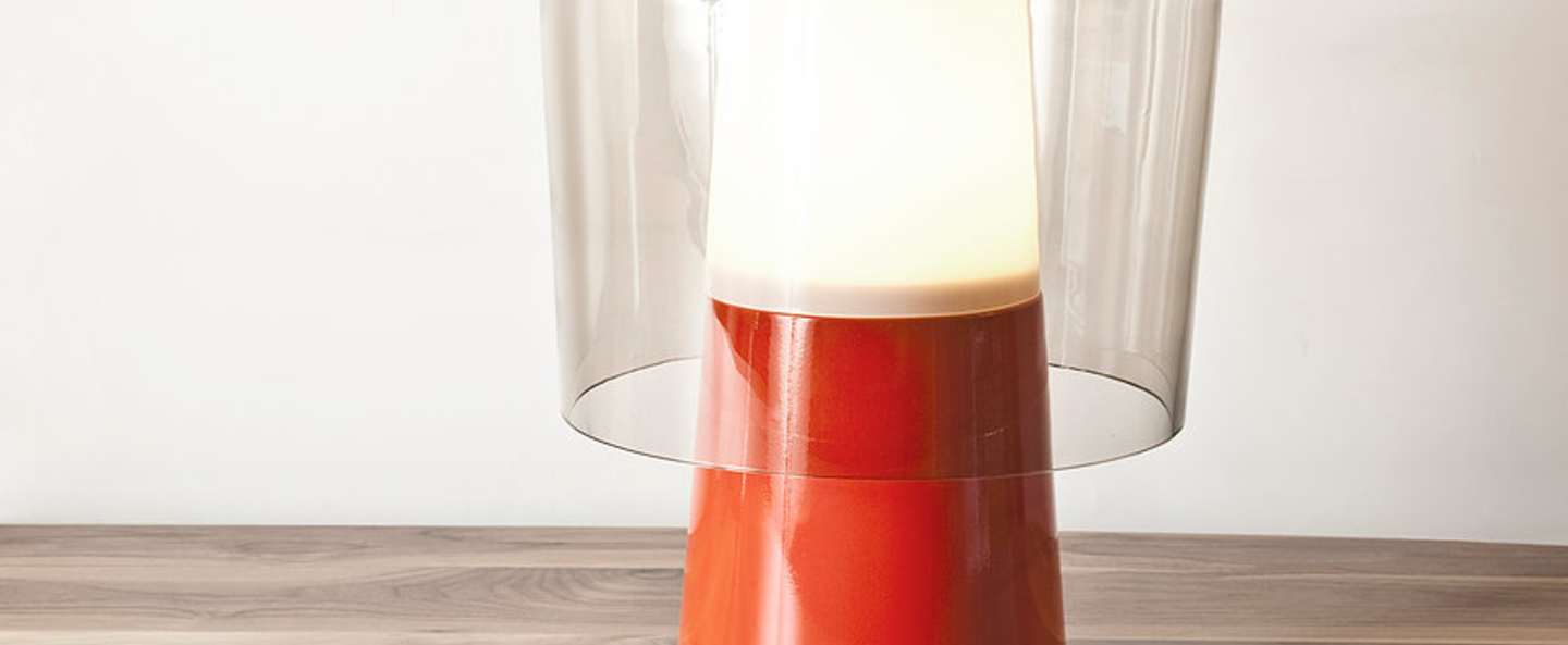 Lampe a poser tip top orange verre fume o30cm h40cm la chance normal