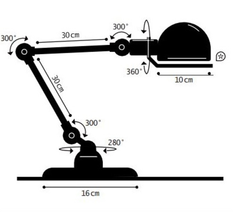 Signal 2 bras jean louis domecq lampe de bureau desk lamp  jielde si333 ral9011  design signed 99031 product