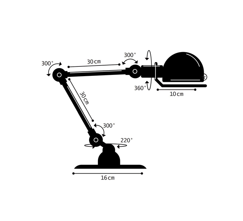 Lampe de bureau signal s1333 moutarde led k lm l16cm h60cm jielde 154388 product