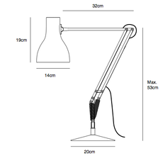 Lampe de bureau, Type 75 mini, noir mat, Ø13cm, H15cm - Anglepoise -  Luminaires Nedgis