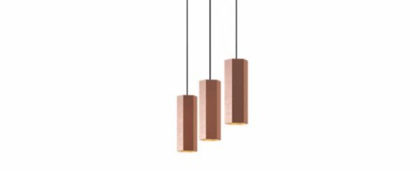 Lustre 3 suspensions hexo multi 2 0 par16 cuivre l90cm o7 7 wever ducre normal