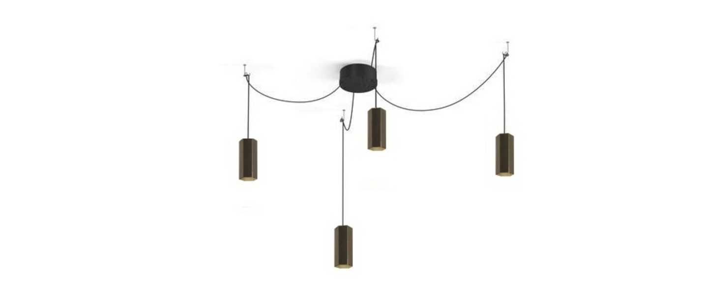 Lustre 4 suspensions hexo multi 2 0 par16 bronze h20cm wever ducre normal