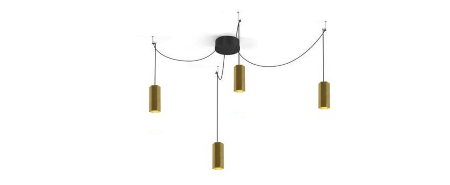 Lustre 4 suspensions hexo multi 2 0 par16 or h20cm wever ducre normal