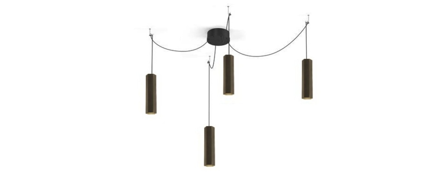 Lustre 4 suspensions hexo multi 3 0 par16 bronze h30cm wever ducre normal