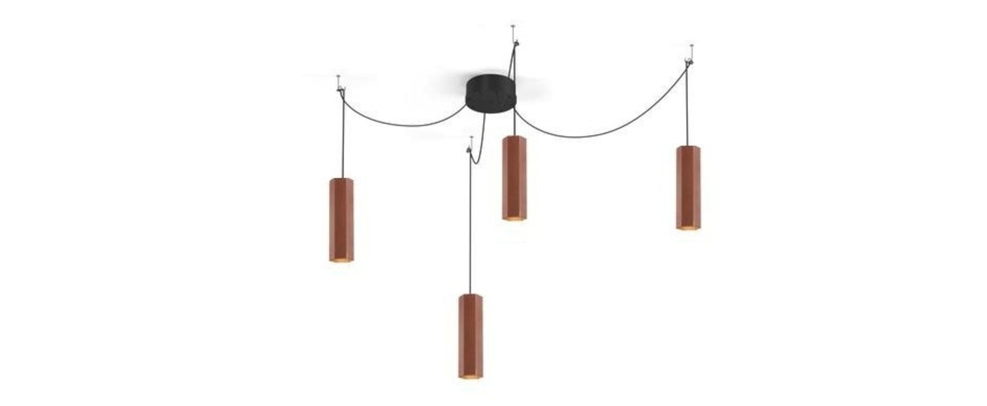 Lustre 4 suspensions hexo multi 3 0 par16 cuivre h30cm wever ducre normal