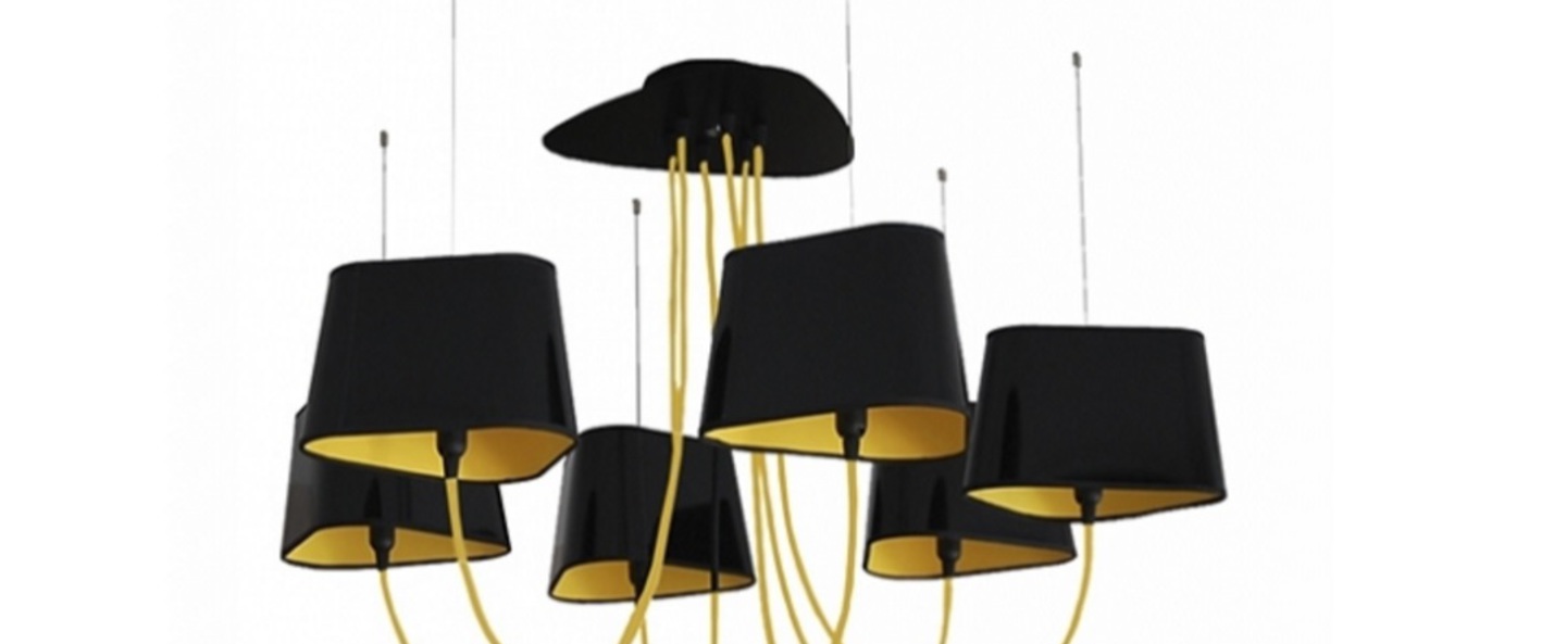 Lustre 6 petit nuage noir jaune o94 cm designheure normal