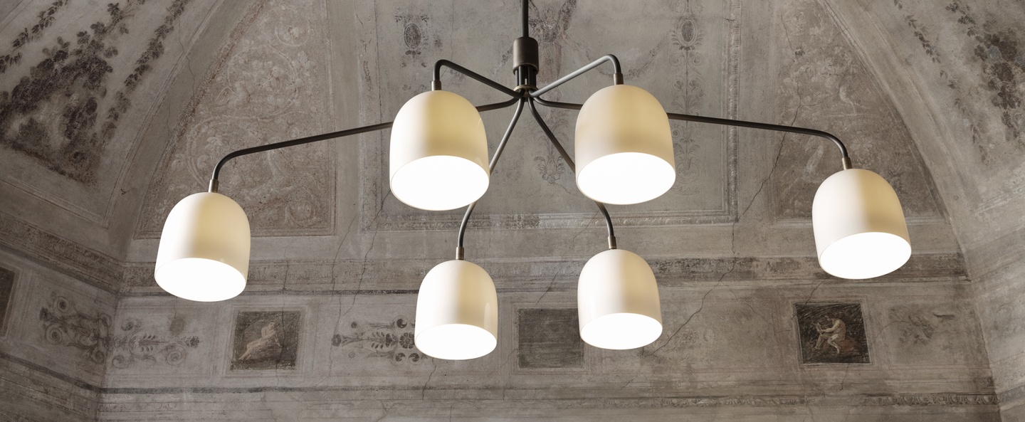 Lustre howard blanc laiton l133 6cm h60 4cm gubi normal