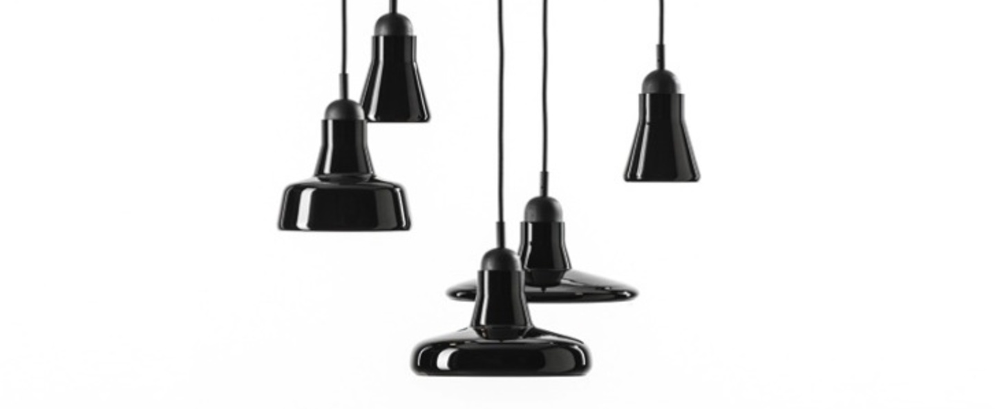 Lustre shadows dimmable noir verre brillant h200cm o54cm brokis normal