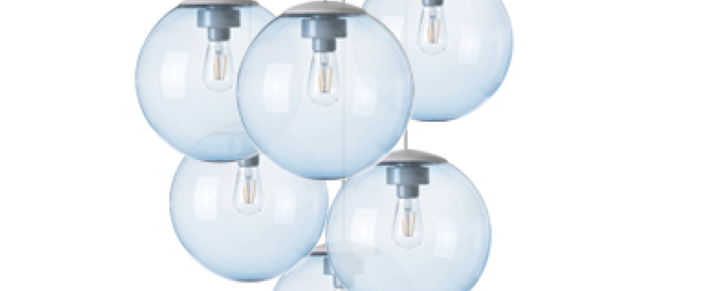 Lustre spheremaker 6 spheres bleu claire led o60cm h25 a 150cm fatboy normal