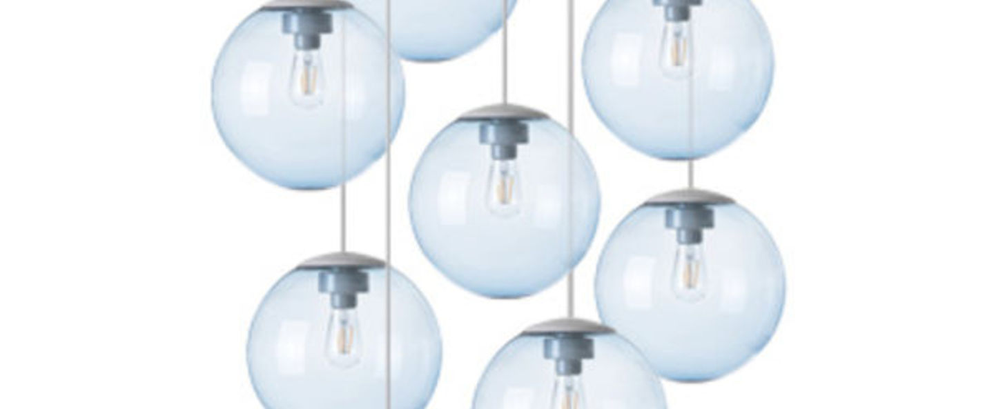 Lustre spheremaker 9 spheres bleu claire led o90cm h25 a 225cm fatboy normal