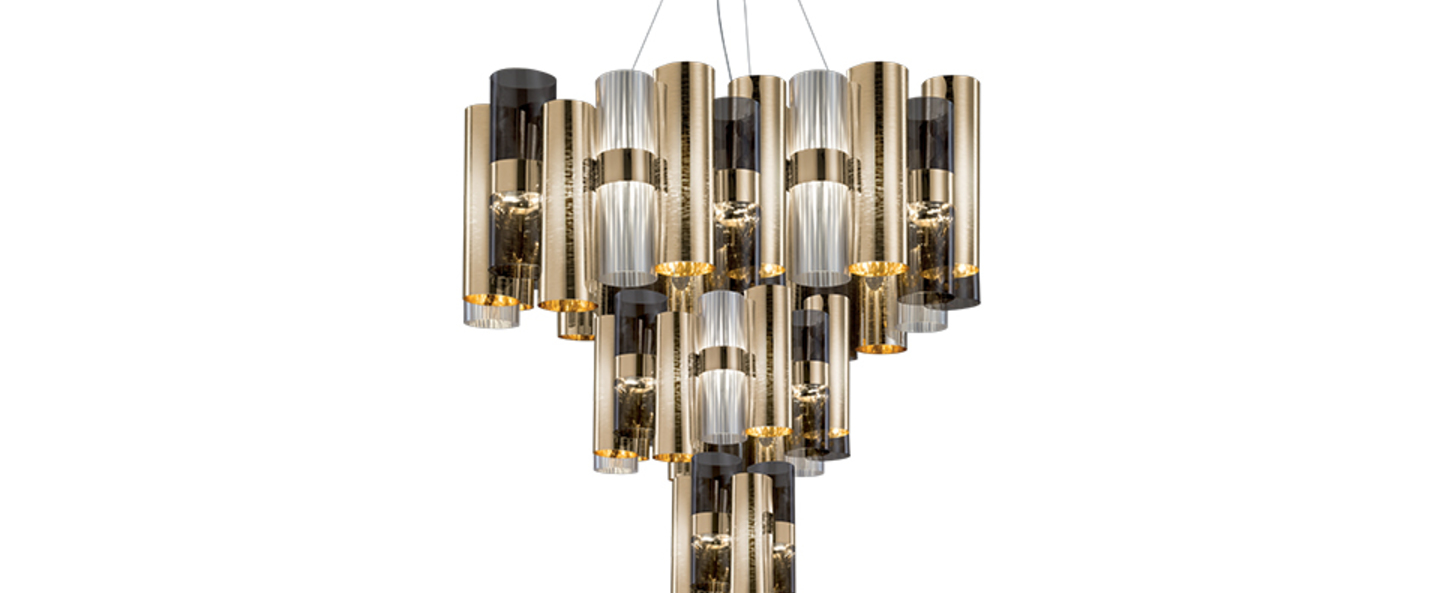 Lustre suspension la lollo or fume o80cm h83cm led slamp normal