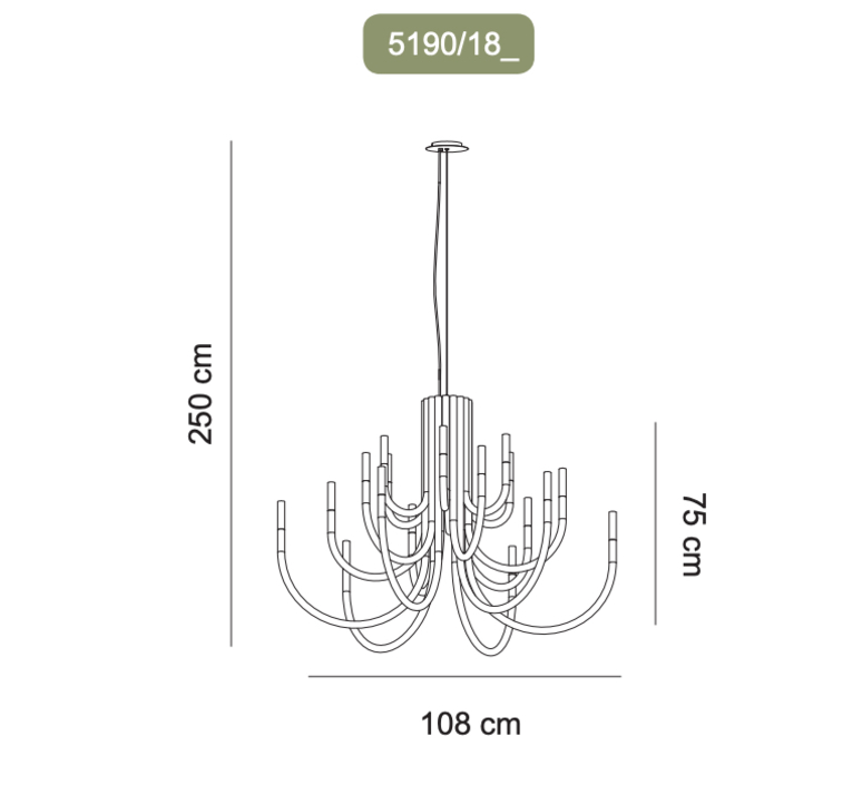 Thepalm 18 bras  cristian cubina lustre chandelier  alma light 5190 181  design signed nedgis 116053 product