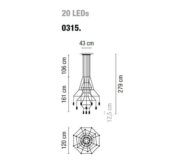 Wireflow 0315 arik levy lustre chandelier  vibia 031504 1a  design signed nedgis 170394 product