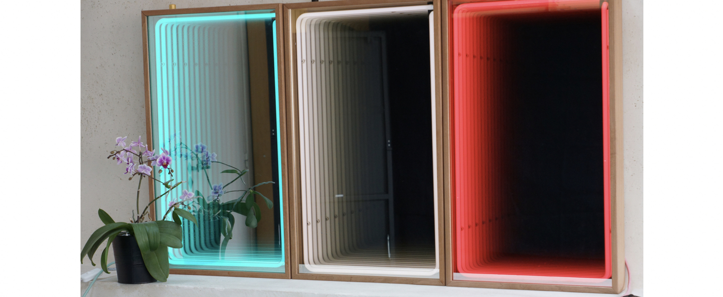 banner-image Mobilier lumineux miroir mini bois chene neon blanc l41cm h70cm lumneo normal