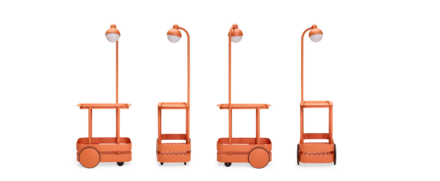 Objet lumineux jolly trolley dessertes tangerine ip55 led 2700k 70 lm l78cm h200cm fatboy normal