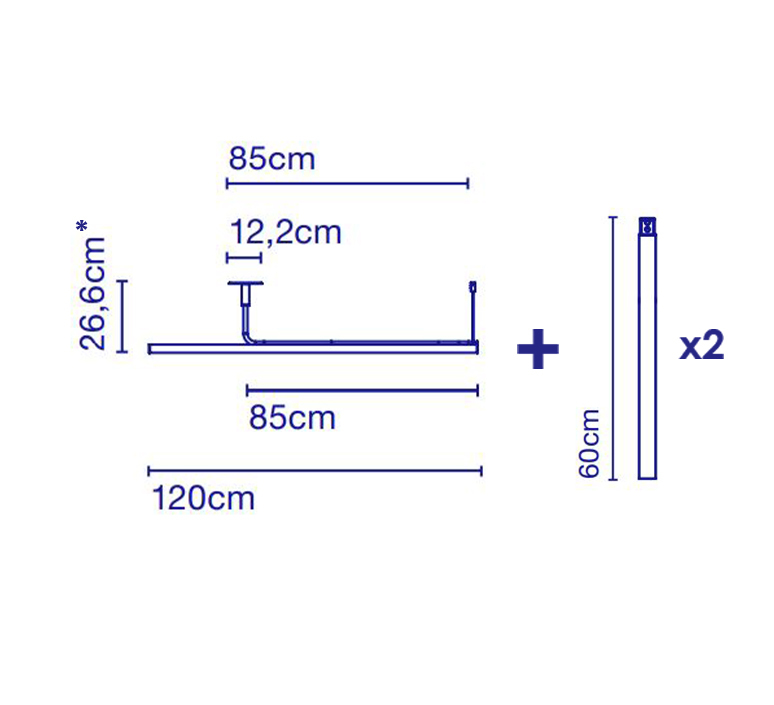 Ambrosia 120 60cm studio ciszak dalmas plafonnier ceiling light  marset a704 001 16 27k 2x a704 006 16  design signed nedgis 121443 product