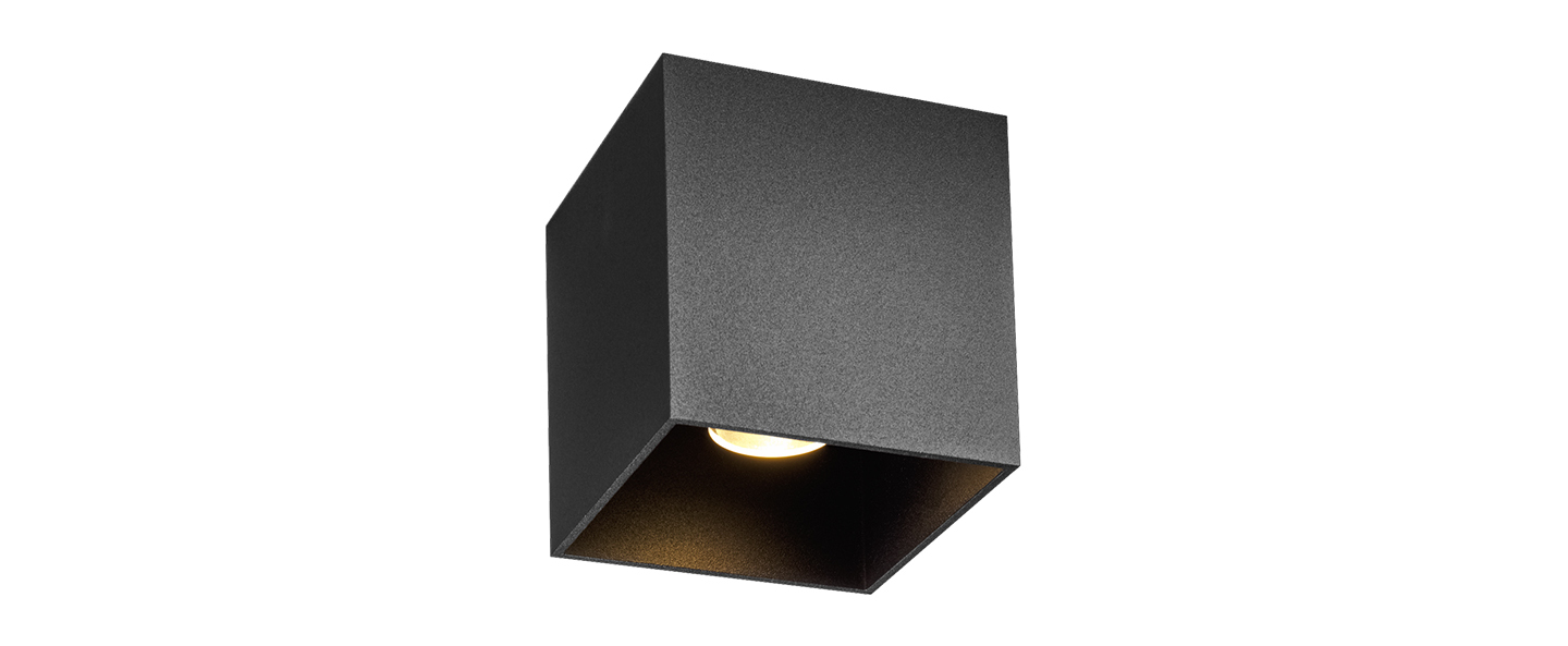 Plafonnier box 1 0 noir ip65 led 3000k 610lm o10cm h10cm wever ducre normal