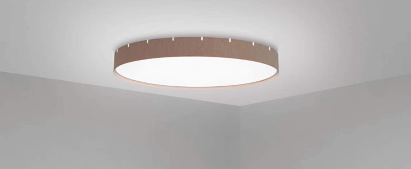 Plafonnier castle c90 chene led o90cm h10cm b lux normal