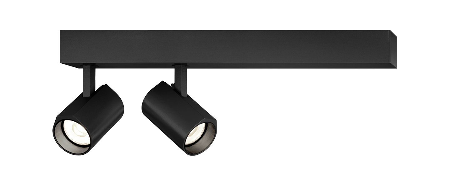 Plafonnier ceno 2 0 noir led 2700k 2x440lm l27cm h8 1cm wever ducre normal