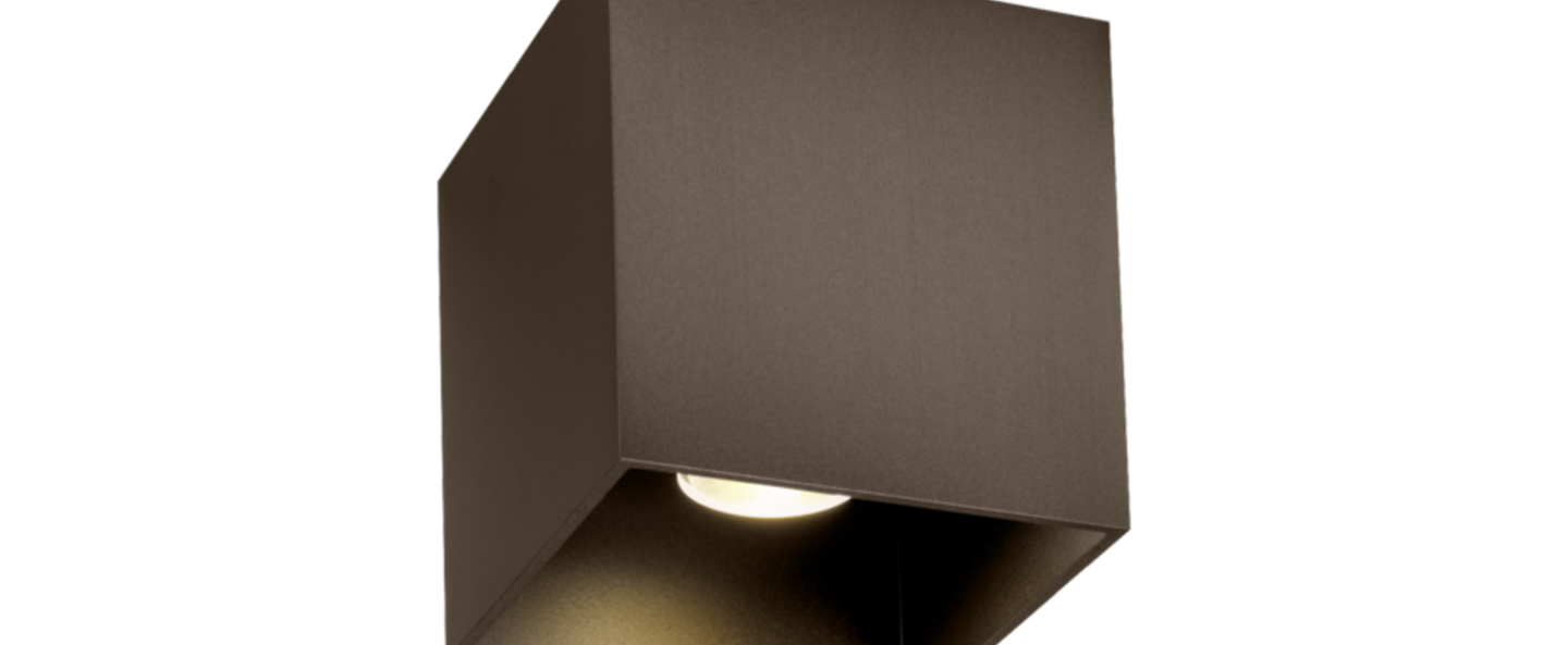 Plafonnier exterieur box 1 0 bronze ip65 led 8w 2700k 600lm l10cm h10cm wever ducre normal