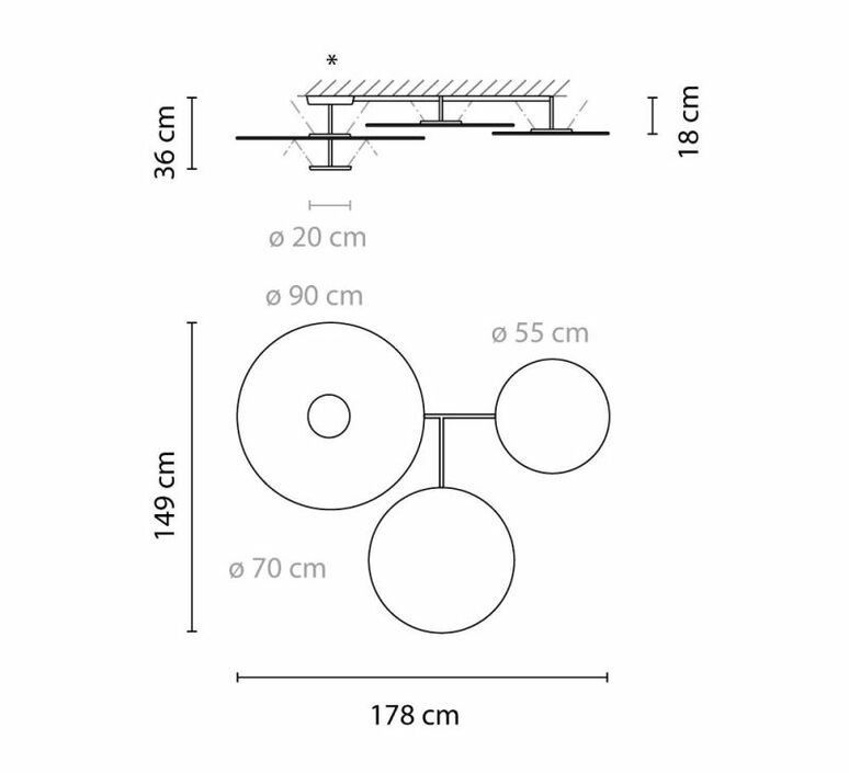 Flat 5924 ichiro iwasaki plafonnier ceiling light  vibia 592410 1a  design signed nedgis 173997 product