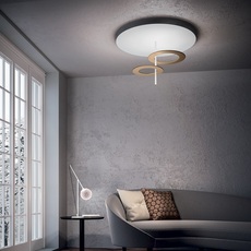 Hula hoop s2 marco pagnoncelli plafonnier ceiling light  icone hula hoop p2 blanc laiton  design signed nedgis 175802 thumb